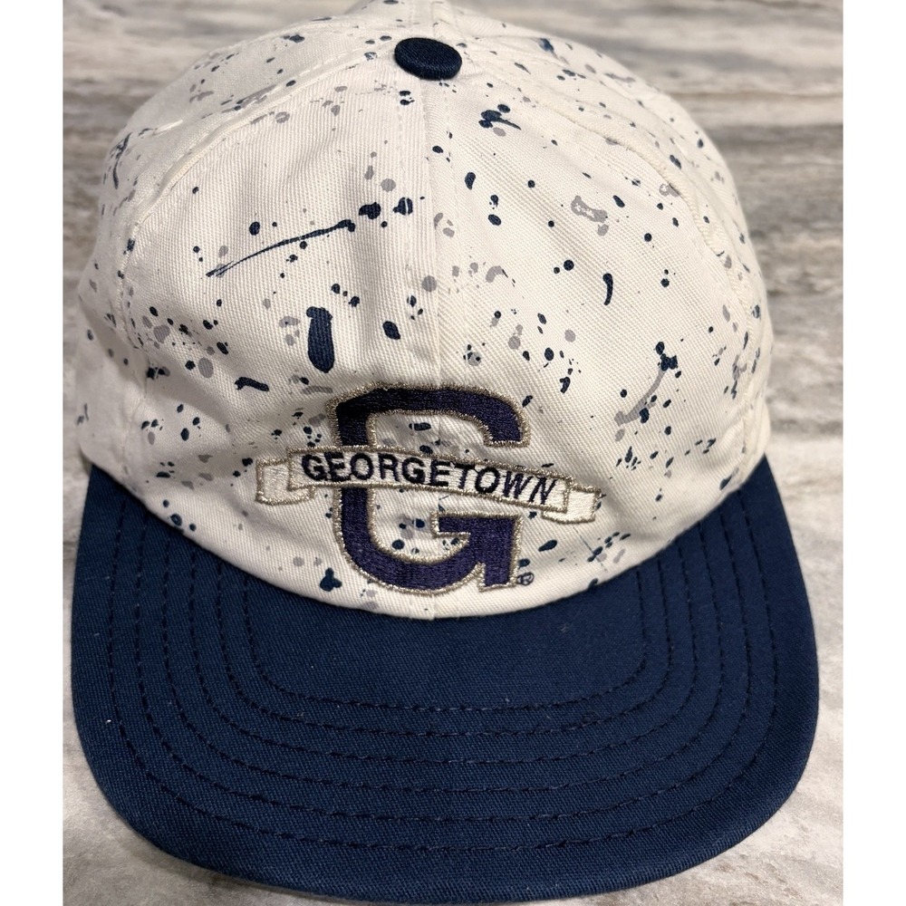 Vintage 90s Georgetown University Paint Splatter Confetti SnapBack Hat USA